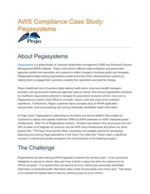 AWS Compliance Case Study: Pegasystems