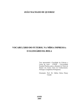 Vocabulário Do Futebol Na Mídia Impressa: O Glossário Da Bola