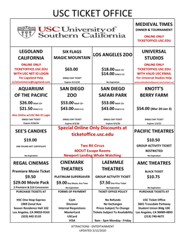 Usc Ticket Office Medieval Times Dinner & Tournament