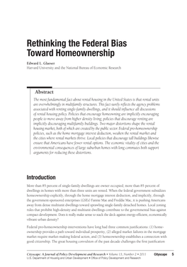 Rethinking the Federal Bias Toward Homeownership Edward L