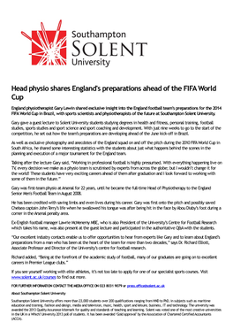 Head Physio Shares England's Preparations Ahead of the FIFA