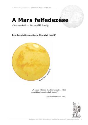A Mars Felfedezése | Planetologia.Elte.Hu
