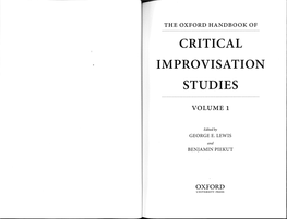 On Critical Improvisation Studies 1 GEORGE E