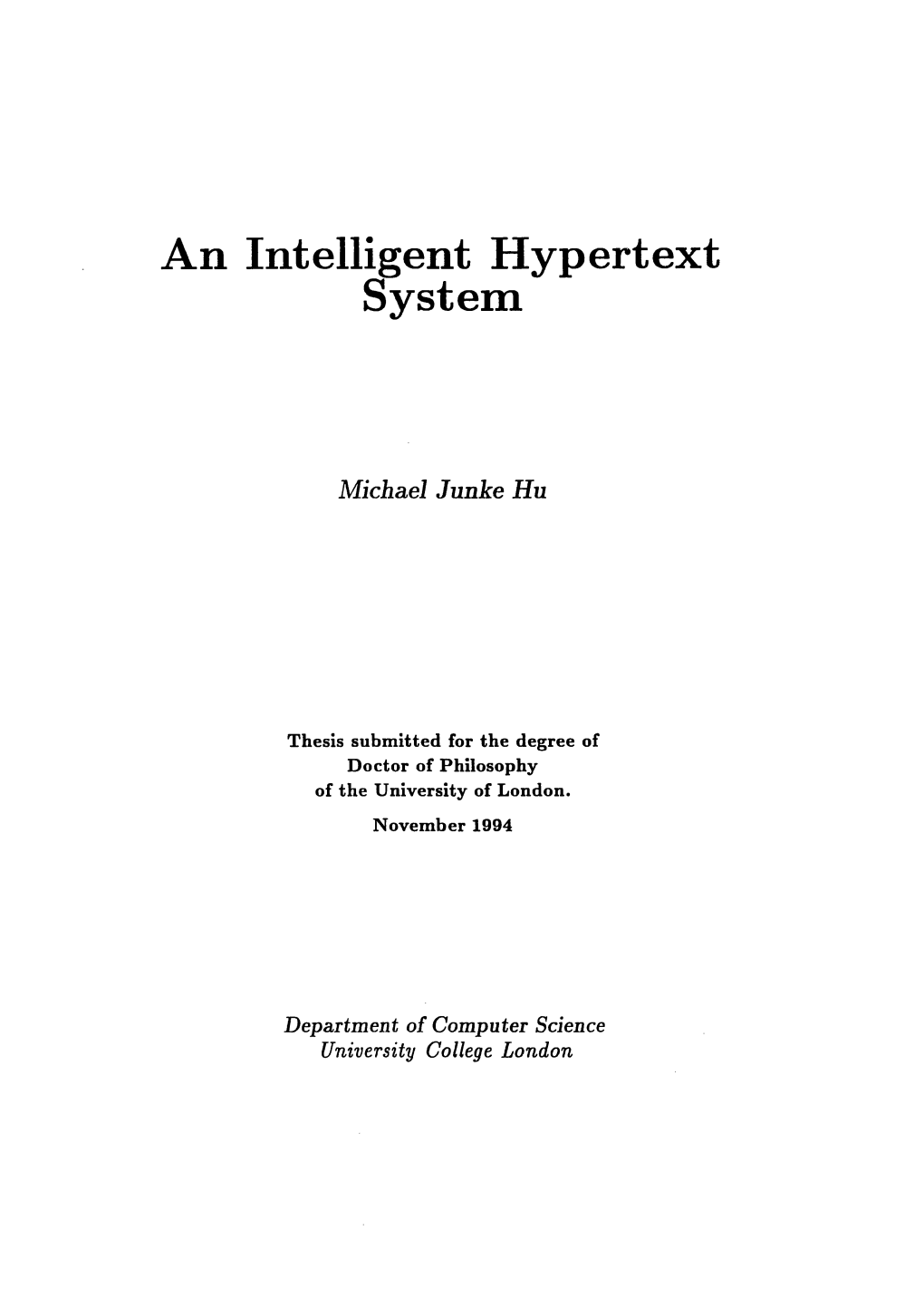 An Intelligent Hypertext System