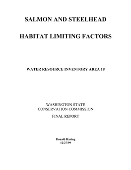 WRIA 18 Salmonid Habitat Limiting Factors Analysis