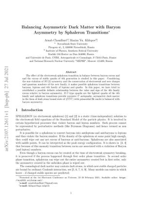 Balancing Asymmetric Dark Matter with Baryon Asymmetry by Sphaleron Transitions∗
