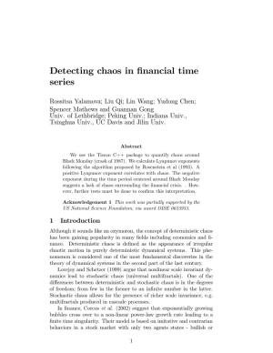 Detecting Chaos in Financial Time Series