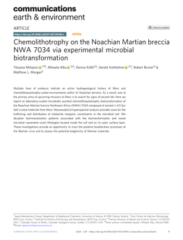 Chemolithotrophy on the Noachian Martian Breccia NWA 7034 Via
