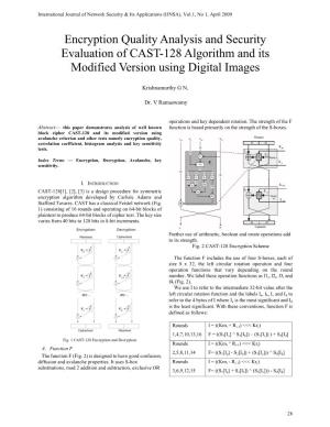 Encryption Quality Analysis and Security Evaluation of CAST-128 Algorithm and Its Modified Version Using Digital Images