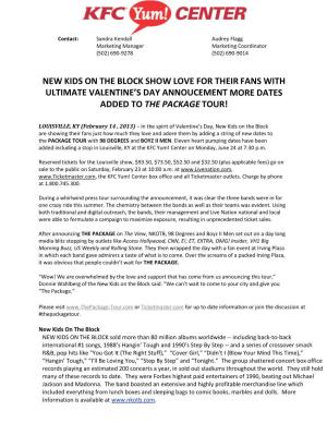 New Kids on the Block Show Love for Their Fans with Ultimate Valentine’S Day Annoucement More Dates Added to the Package Tour!