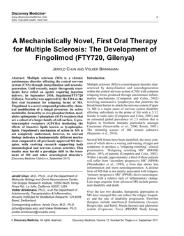 The Development of Fingolimod (FTY720, Gilenya)