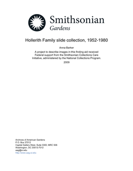 Hollerith Family Slide Collection, 1952-1980