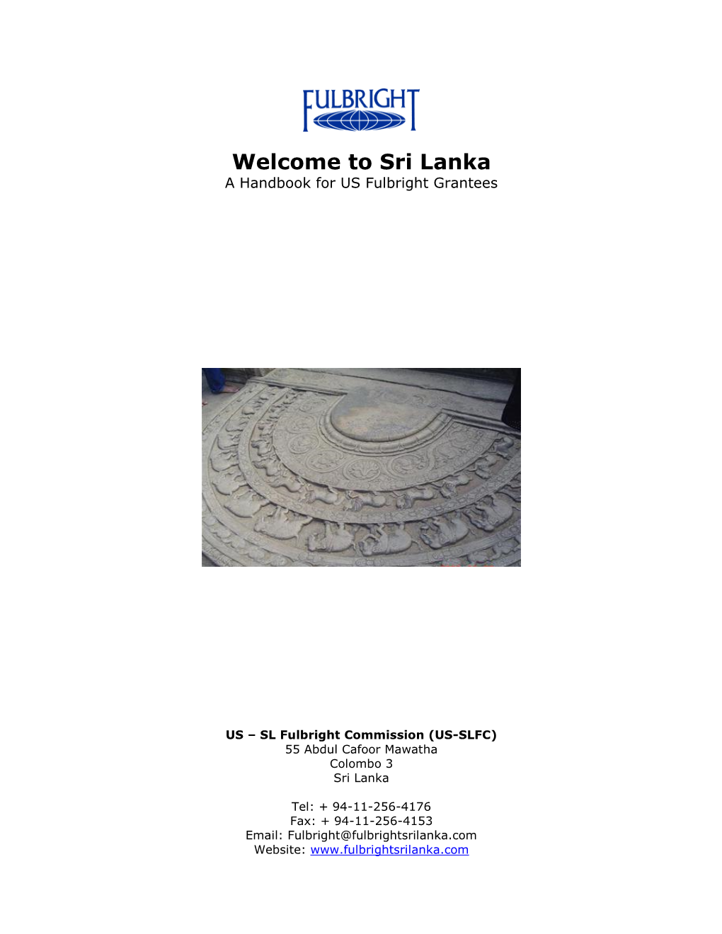 Welcome to Sri Lanka a Handbook for US Fulbright Grantees