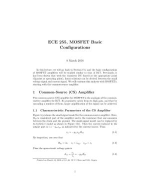 ECE 255, MOSFET Basic Configurations