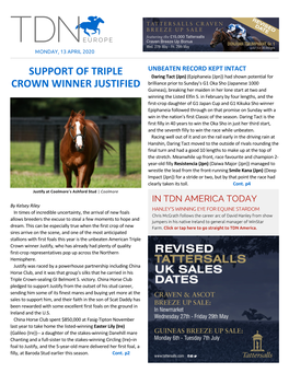 Support of Triple Crown Winner Justified Cont