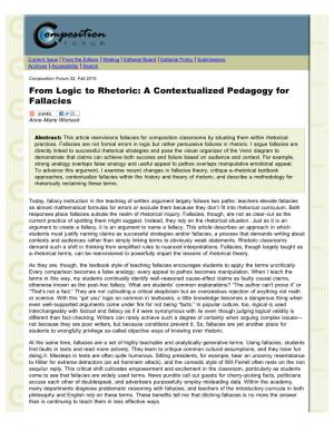 From Logic to Rhetoric: a Contextualized Pedagogy for Fallacies