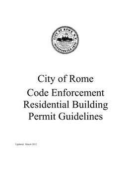 City of Rome Code Enforcement Residential Building Permit Guidelines