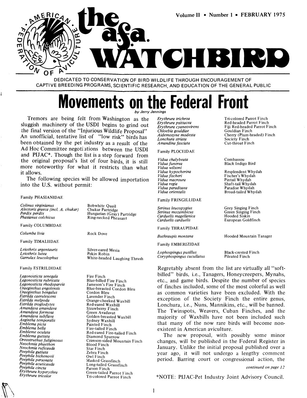 Movements on the Federal Front