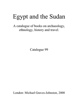 Egypt and the Sudan Catalogue 99