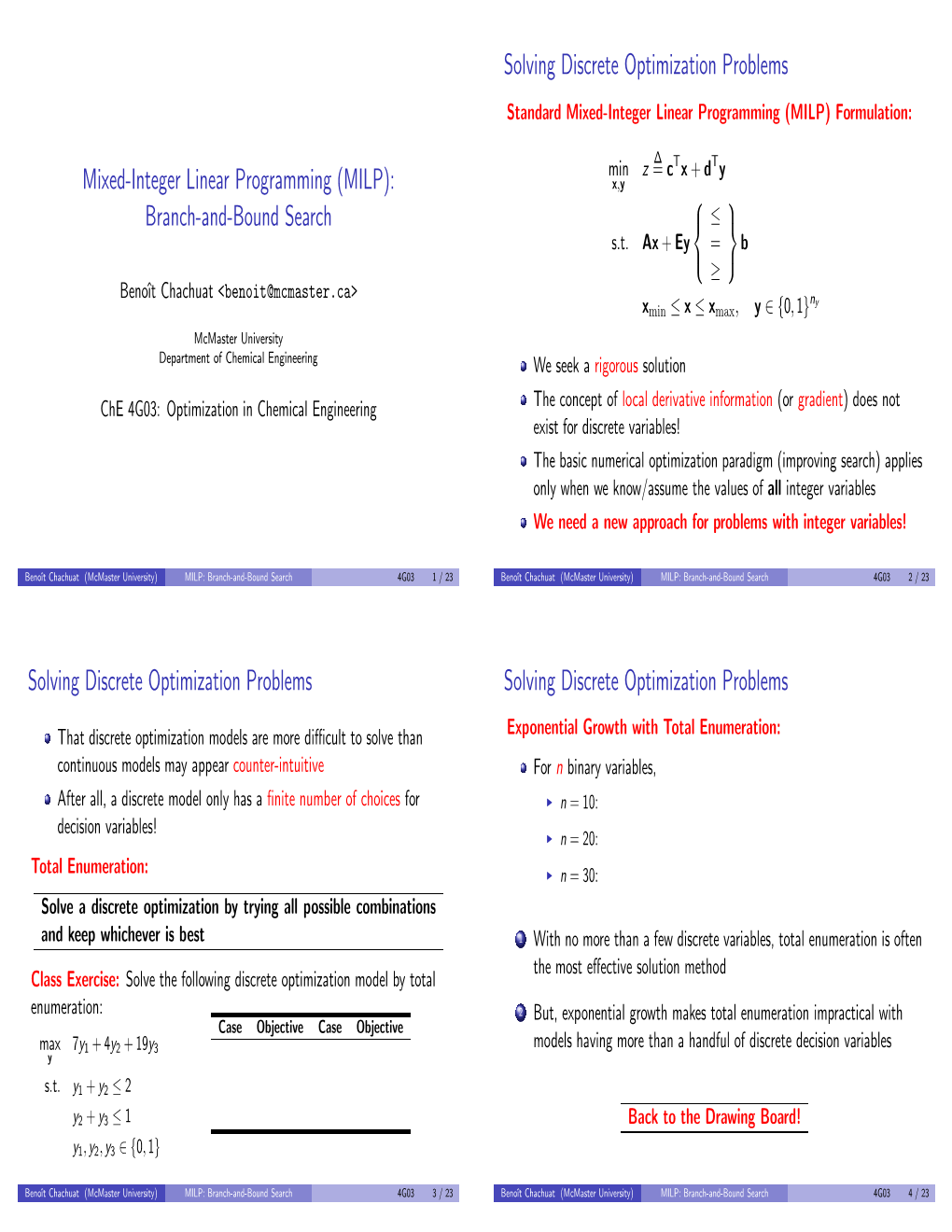 Mixed-Integer Linear Programming (MILP): Branch-And-Bound Search