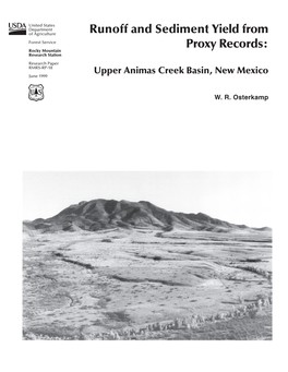 Runoff and Sediment Yield from Proxy Records: Upper Animas Creek Basin, New Mexico