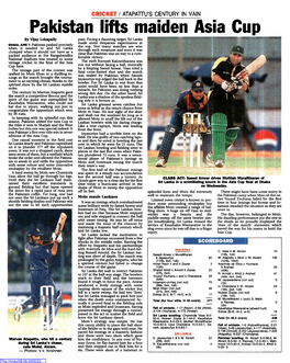 Pakistan Lifts Maiden Asia Cup by Vijay Lokapally Pass