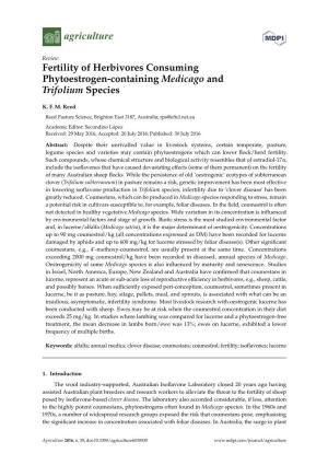 Fertility of Herbivores Consuming Phytoestrogen-Containing Medicago and Trifolium Species
