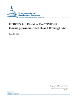 HEROES Act, Division K—COVID-19 Housing, Economic Relief, and Oversight Act