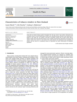 Characteristics of Tobacco Retailers in New Zealand