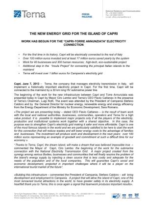 The New Energy Grid for the Island of Capri