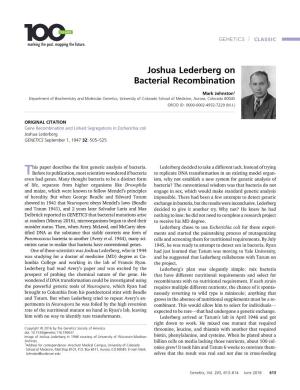Joshua Lederberg on Bacterial Recombination