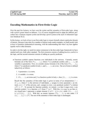 Encoding Mathematics in First-Order Logic