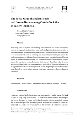 The Social Value of Elephant Tusks and Bronze Drums Among Certain Societies in Eastern Indonesia