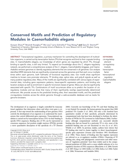 Conserved Motifs and Prediction of Regulatory Modules in Caenorhabditis Elegans