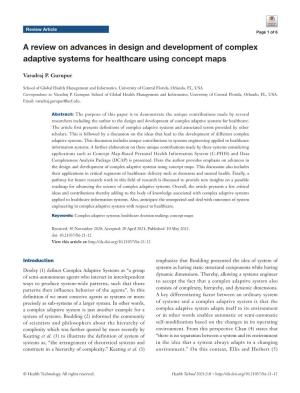 A Review on Advances in Design and Development of Complex Adaptive Systems for Healthcare Using Concept Maps