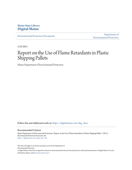 Report on the Use of Flame Retardants in Plastic Shipping Pallets Maine Department of Environmental Protection
