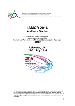 IAMCR 2016 Audience Section