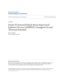 Daesh/IS Armored Vehicle Borne Improvised Explosive Devices (Avbieds): Insurgent Use and Terrorism Potentials