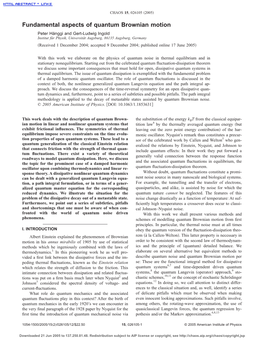 Fundamental Aspects of Quantum Brownian Motion