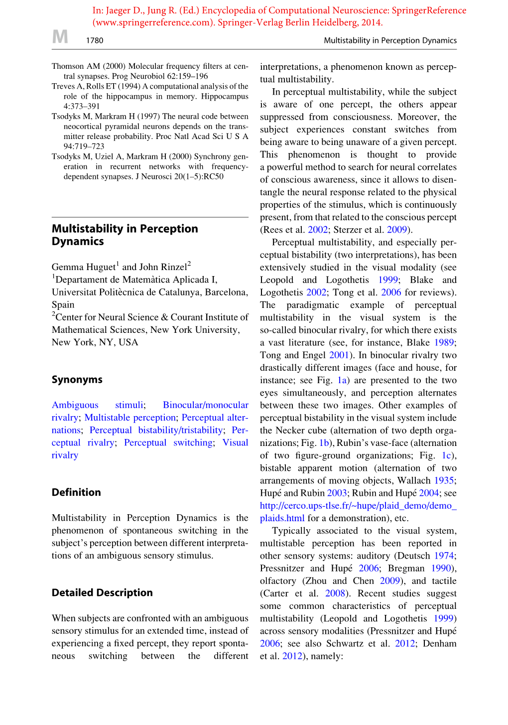 Multistability in Perception Dynamics