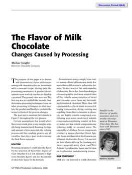 2000 the Flavor of Milk Chocolate Changes Caused by Processing