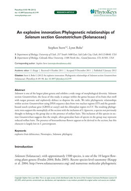 Phylogenetic Relationships of Solanum Section Gonatotrichum