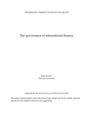 The Governance of International Finance