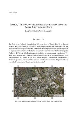 Ramla, the Pool of the Arches: New Evidence for the Water Inlet Into the Pool