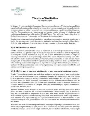 7 Myths of Meditation by Deepak Chopra
