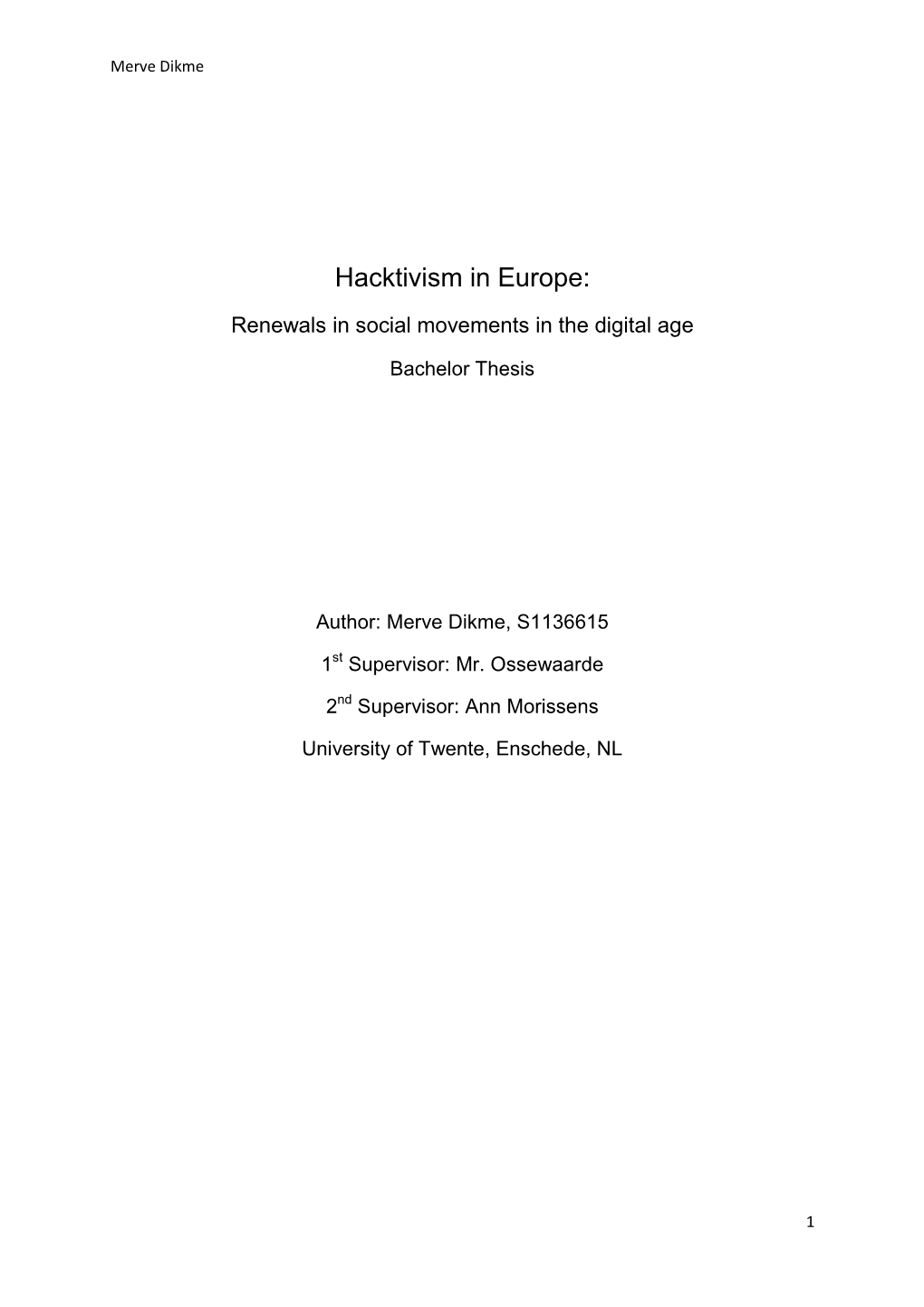 Hacktivism in Europe