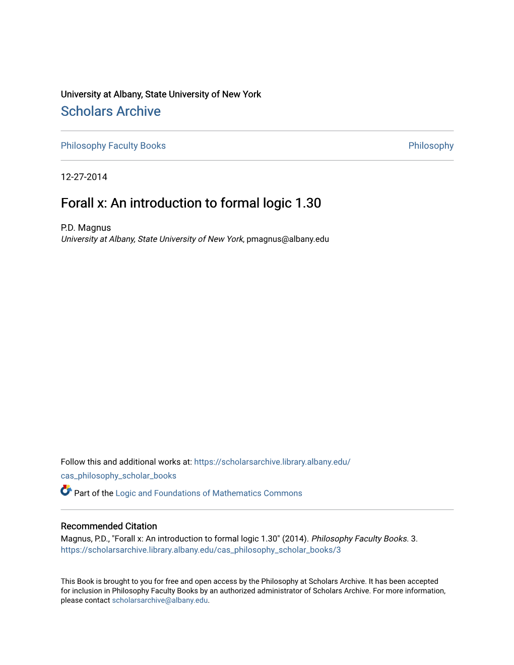 Forall X: an Introduction to Formal Logic 1.30