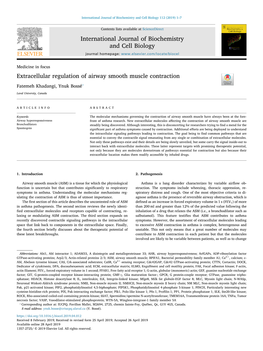 Extracellular Regulation of Airway Smooth Muscle Contraction T ⁎ Fatemeh Khadangi, Ynuk Bossé