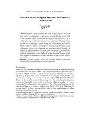 Determinants of Religious Tourism: an Empirical Investigation