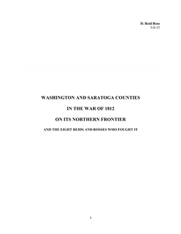Washington and Saratoga Counties in the War of 1812 on Its Northern